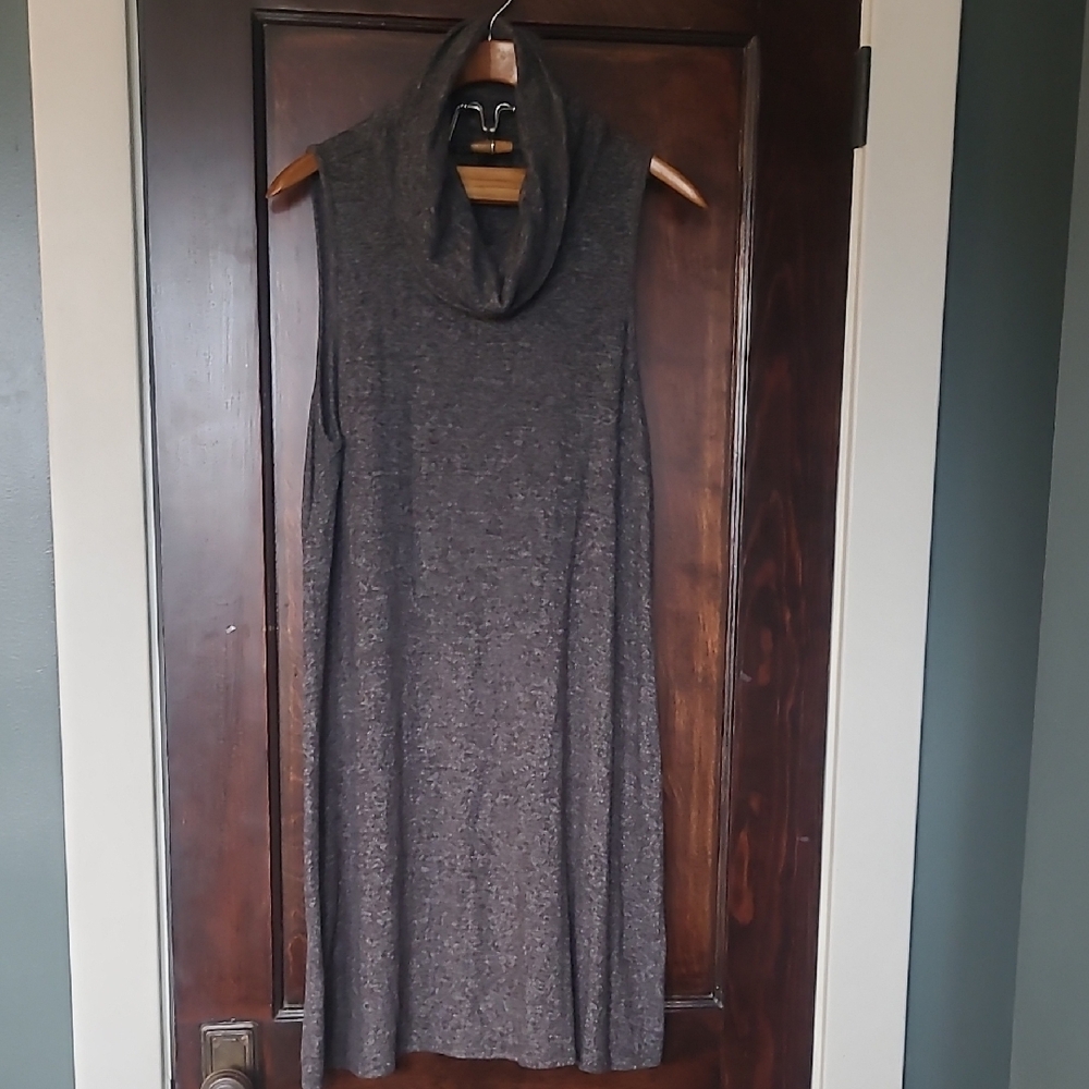Express Heather Charcoal Sleeveless Cowl Neck Dress